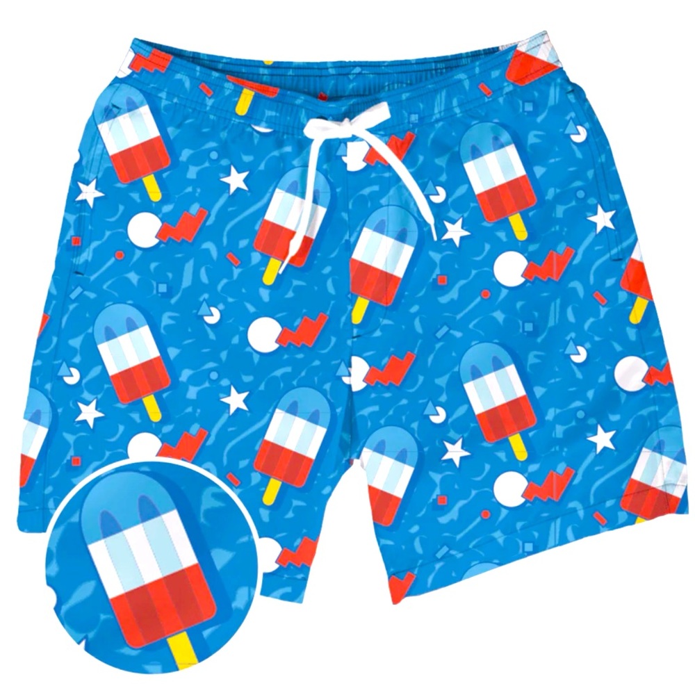 TIPSY ELVES Retro Patriotic Pops Stretch Swim Trunks Shorts 4XL NWT Big & Tall